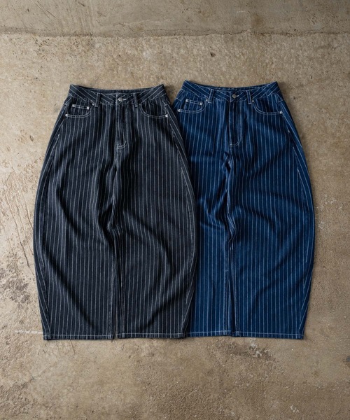 ADAMASTE(アダマスト)の「Hickory Stripe Wide Curve Denim Pants - ヒッコリーストライプワイドカーブデニムパンツ(デニムパンツ・メンズ・ブラック/ネイビー・MEDIUM/LARGE)」の19枚目の写真
