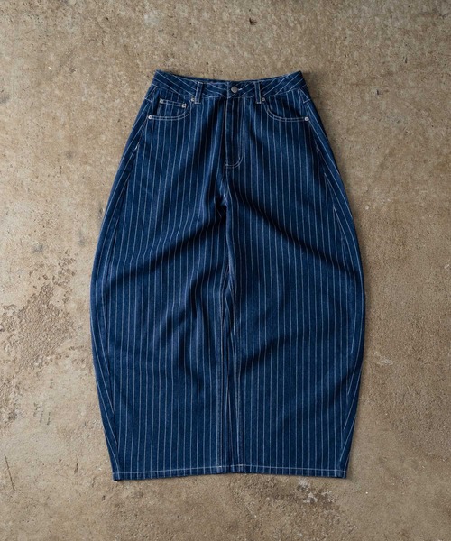 ADAMASTE(アダマスト)の「Hickory Stripe Wide Curve Denim Pants - ヒッコリーストライプワイドカーブデニムパンツ(デニムパンツ・メンズ・ブラック/ネイビー・MEDIUM/LARGE)」の14枚目の写真