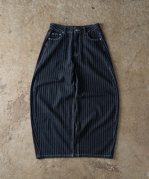ADAMASTE(アダマスト)の「Hickory Stripe Wide Curve Denim Pants - ヒッコリーストライプワイドカーブデニムパンツ(デニムパンツ・メンズ・ブラック/ネイビー・MEDIUM/LARGE)」の11枚目の写真