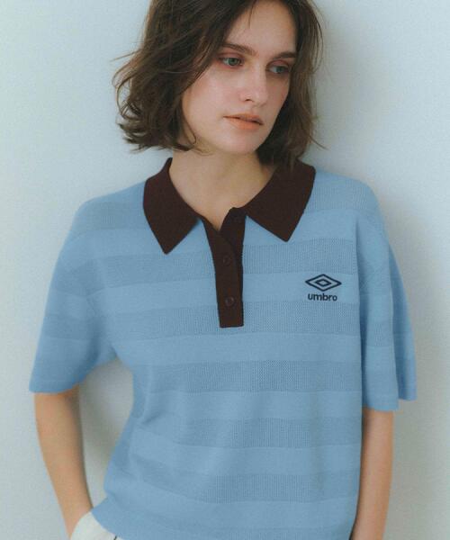 OPAQUE.CLIP(オペークドットクリップ)の「◆【umbro/アンブロ】メッシュボーダー配色ポロニット(ニット/セーター・レディース・ホワイト/ライトブルー/ブラウン系その他・99)」の14枚目の写真