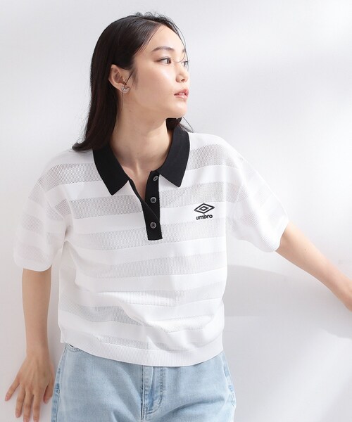 OPAQUE.CLIP(オペークドットクリップ)の「◆【umbro/アンブロ】メッシュボーダー配色ポロニット(ニット/セーター・レディース・ホワイト/ライトブルー/ブラウン系その他・99)」の18枚目の写真