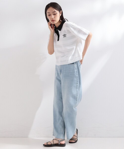OPAQUE.CLIP(オペークドットクリップ)の「◆【umbro/アンブロ】メッシュボーダー配色ポロニット(ニット/セーター・レディース・ホワイト/ライトブルー/ブラウン系その他・99)」の20枚目の写真