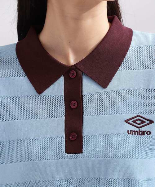 OPAQUE.CLIP(オペークドットクリップ)の「◆【umbro/アンブロ】メッシュボーダー配色ポロニット(ニット/セーター・レディース・ホワイト/ライトブルー/ブラウン系その他・99)」の9枚目の写真