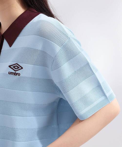 OPAQUE.CLIP(オペークドットクリップ)の「◆【umbro/アンブロ】メッシュボーダー配色ポロニット(ニット/セーター・レディース・ホワイト/ライトブルー/ブラウン系その他・99)」の10枚目の写真