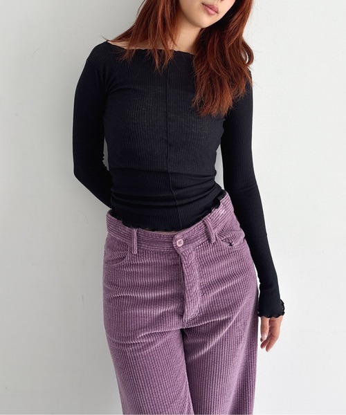O(オー)の「Baserange Pama long sleeve(Tシャツ/カットソー・レディース・ブラック/オフホワイト・SMALL)」の2枚目の写真