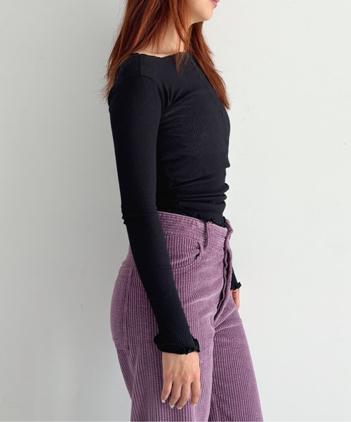 O(オー)の「Baserange Pama long sleeve(Tシャツ/カットソー・レディース・ブラック/オフホワイト・SMALL)」の10枚目の写真