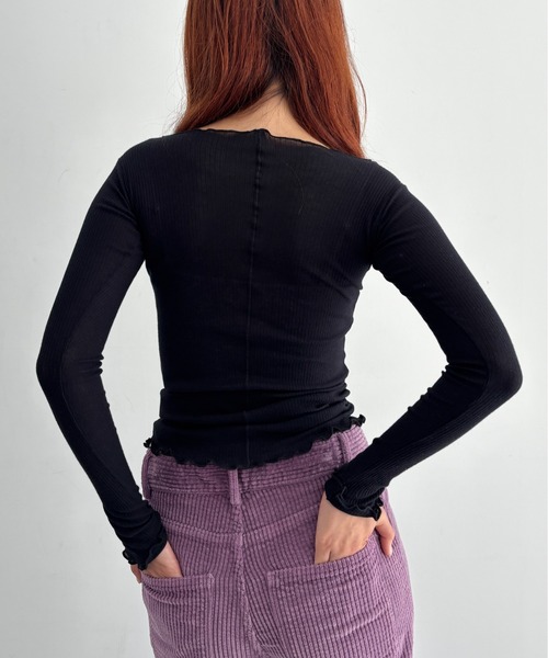 O(オー)の「Baserange Pama long sleeve(Tシャツ/カットソー・レディース・ブラック/オフホワイト・SMALL)」の11枚目の写真