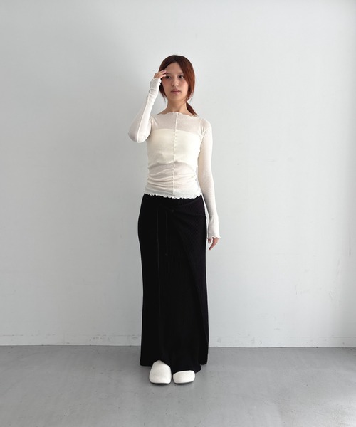 O(オー)の「Baserange Pama long sleeve(Tシャツ/カットソー・レディース・ブラック/オフホワイト・SMALL)」の3枚目の写真