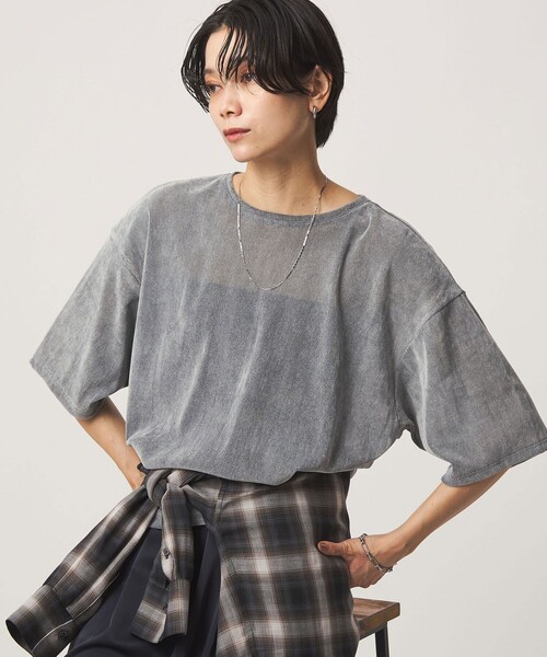 green label relaxing(グリーンレーベルリラクシング)の「シアーフロッキー ショートスリーブ Tシャツ(Tシャツ/カットソー・レディース・ライラック/グレー/ブラック/ダークブラウン・FREE)」の3枚目の写真