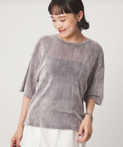 green label relaxing(グリーンレーベルリラクシング)の「シアーフロッキー ショートスリーブ Tシャツ(Tシャツ/カットソー・レディース・ライラック/グレー/ブラック/ダークブラウン・FREE)」の4枚目の写真