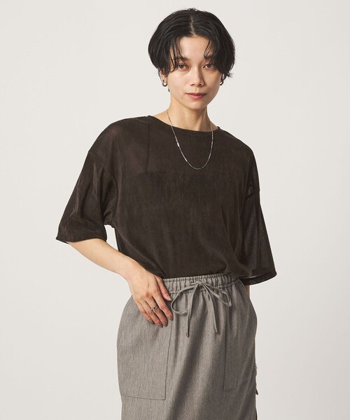green label relaxing(グリーンレーベルリラクシング)の「シアーフロッキー ショートスリーブ Tシャツ(Tシャツ/カットソー・レディース・ライラック/グレー/ブラック/ダークブラウン・FREE)」の8枚目の写真