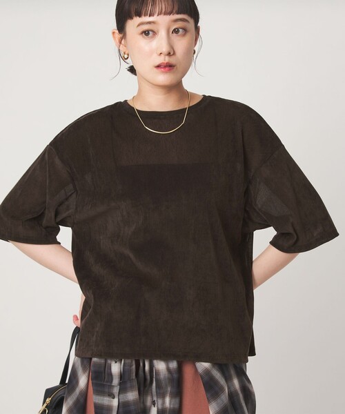 green label relaxing(グリーンレーベルリラクシング)の「シアーフロッキー ショートスリーブ Tシャツ(Tシャツ/カットソー・レディース・ライラック/グレー/ブラック/ダークブラウン・FREE)」の13枚目の写真