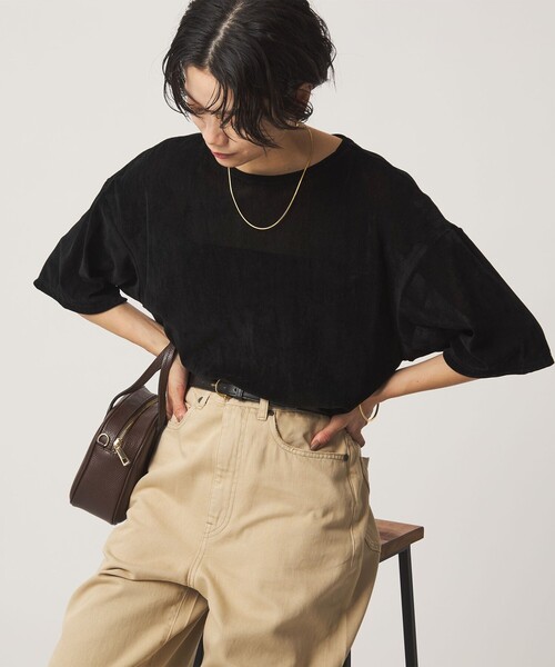 green label relaxing(グリーンレーベルリラクシング)の「シアーフロッキー ショートスリーブ Tシャツ(Tシャツ/カットソー・レディース・ライラック/グレー/ブラック/ダークブラウン・FREE)」の17枚目の写真