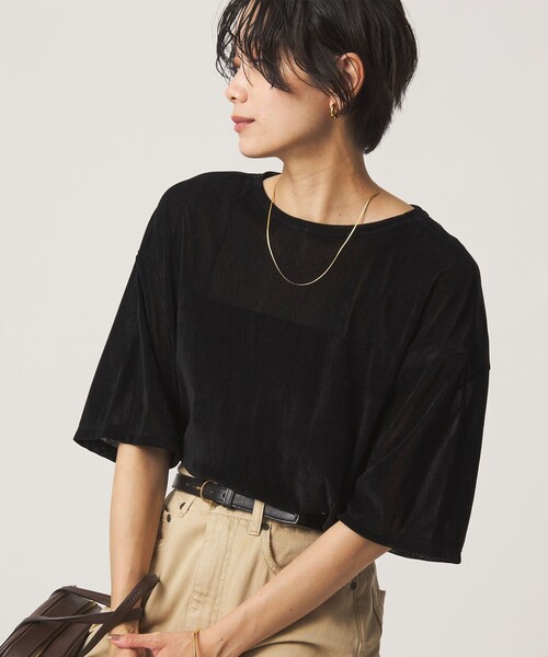 green label relaxing(グリーンレーベルリラクシング)の「シアーフロッキー ショートスリーブ Tシャツ(Tシャツ/カットソー・レディース・ライラック/グレー/ブラック/ダークブラウン・FREE)」の18枚目の写真