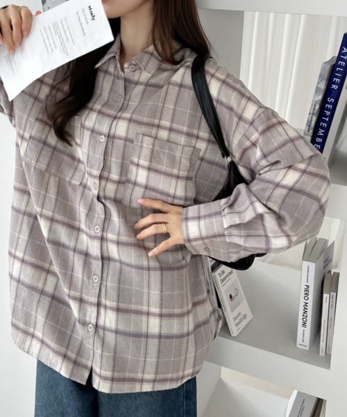Ada.(エイダ)の「ダブルポケットデザイン チェック シャツ(シャツ/ブラウス・レディース・ブラウン/ラベンダー/ブラック・FREE)」の22枚目の写真