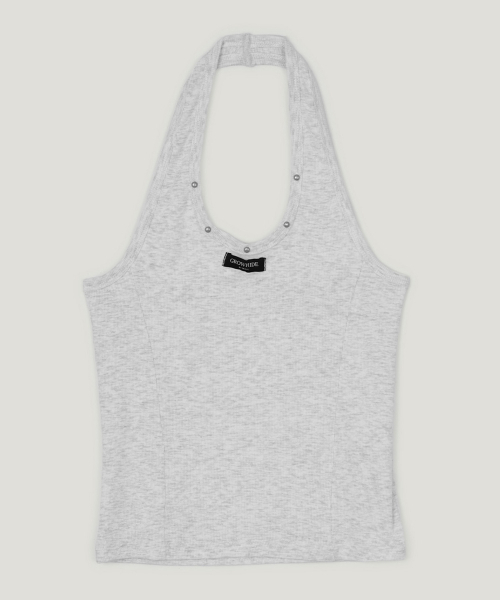 GROWHIDE（グロウハイド）の「ボルデュスタッズホルターネックスリーブレス_ライトグレー（Tシャツ/カットソー・レディース・ライトグレー・FREE）」の6枚目の写真