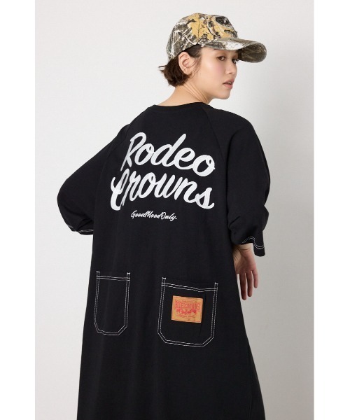RODEO CROWNS WIDE BOWL（ロデオクラウンズワイドボウル）の「ラグランステッチワンピース（ワンピース・レディース・ネイビー/オフホワイト/ブラック/カーキ・FREE）」の3枚目の写真