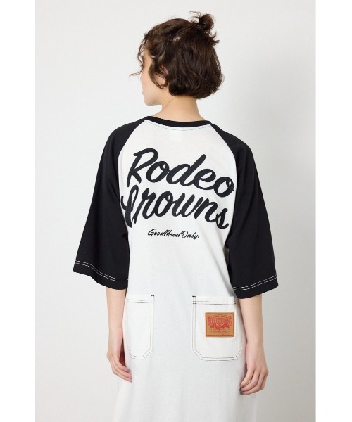 RODEO CROWNS WIDE BOWL（ロデオクラウンズワイドボウル）の「ラグランステッチワンピース（ワンピース・レディース・ネイビー/オフホワイト/ブラック/カーキ・FREE）」の10枚目の写真