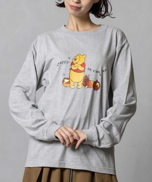MARECHAL TERRE(マルシャルテル)の「POOH×MARECHAL TERRE ロングスリーブTシャツ(Tシャツ/カットソー・レディース・グレー/ブラック/オフホワイト/サックスブルー・MEDIUM)」の3枚目の写真