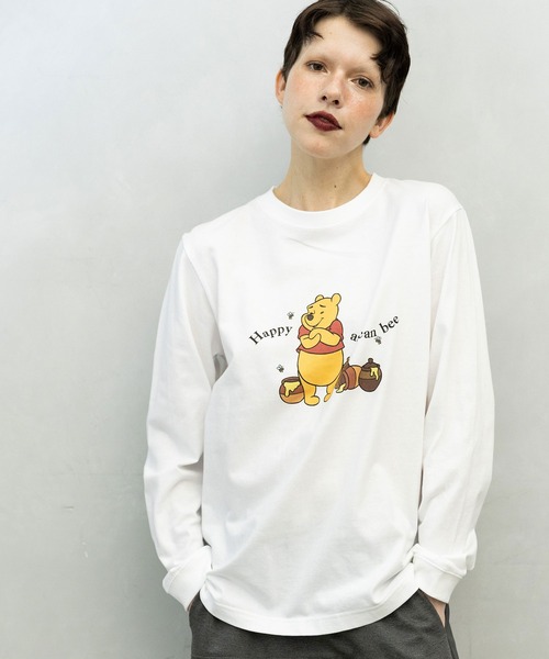MARECHAL TERRE(マルシャルテル)の「POOH×MARECHAL TERRE ロングスリーブTシャツ(Tシャツ/カットソー・レディース・グレー/ブラック/オフホワイト/サックスブルー・MEDIUM)」の1枚目の写真
