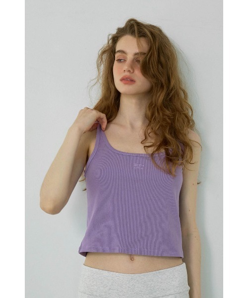 ALEXIA STAM(アリシアスタン)の「Embroidered Logo Ribbed Tank Top /ロゴ刺繍タンクトップ(Tシャツ/カットソー・レディース・ベージュ/カーキ/パープル/ピンク・M/S)」の3枚目の写真
