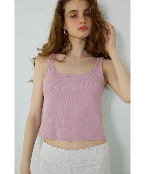 ALEXIA STAM(アリシアスタン)の「Embroidered Logo Ribbed Tank Top /ロゴ刺繍タンクトップ(Tシャツ/カットソー・レディース・ベージュ/カーキ/パープル/ピンク・M/S)」の4枚目の写真