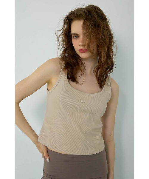 ALEXIA STAM(アリシアスタン)の「Embroidered Logo Ribbed Tank Top /ロゴ刺繍タンクトップ(Tシャツ/カットソー・レディース・ベージュ/カーキ/パープル/ピンク・M/S)」の5枚目の写真