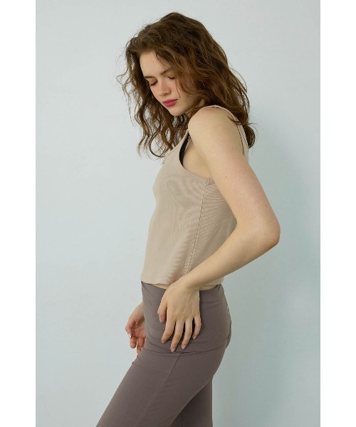 ALEXIA STAM(アリシアスタン)の「Embroidered Logo Ribbed Tank Top /ロゴ刺繍タンクトップ(Tシャツ/カットソー・レディース・ベージュ/カーキ/パープル/ピンク・M/S)」の6枚目の写真