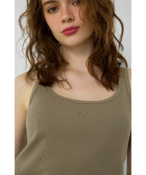 ALEXIA STAM(アリシアスタン)の「Embroidered Logo Ribbed Tank Top /ロゴ刺繍タンクトップ(Tシャツ/カットソー・レディース・ベージュ/カーキ/パープル/ピンク・M/S)」の9枚目の写真
