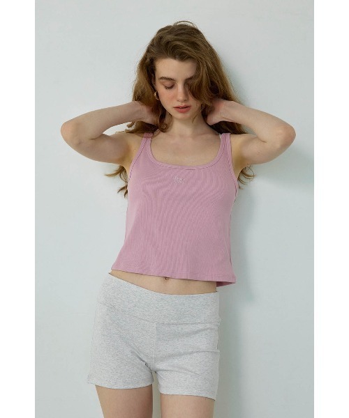 ALEXIA STAM(アリシアスタン)の「Embroidered Logo Ribbed Tank Top /ロゴ刺繍タンクトップ(Tシャツ/カットソー・レディース・ベージュ/カーキ/パープル/ピンク・M/S)」の17枚目の写真