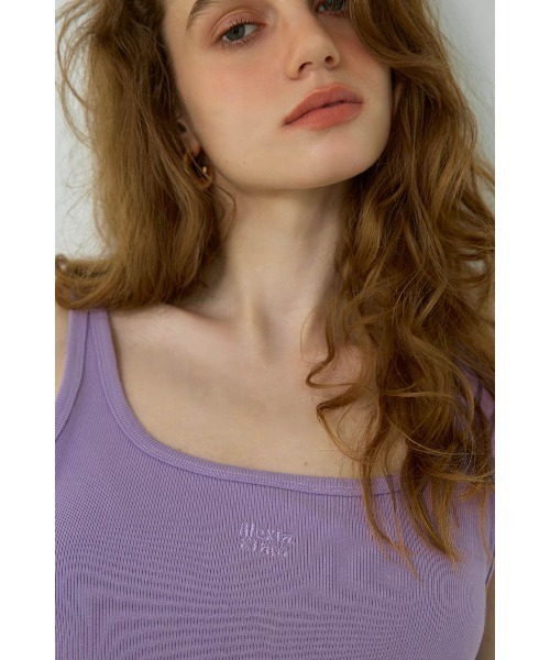 ALEXIA STAM(アリシアスタン)の「Embroidered Logo Ribbed Tank Top /ロゴ刺繍タンクトップ(Tシャツ/カットソー・レディース・ベージュ/カーキ/パープル/ピンク・M/S)」の13枚目の写真