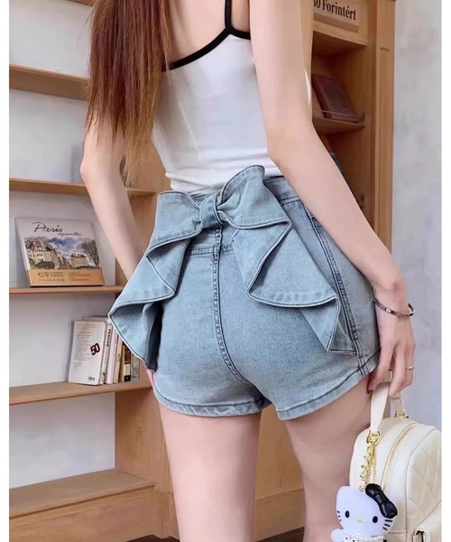 inst.ALL(インストール)の「バックリボンデニムショートパンツ(デニムパンツ・レディース・サックスブルー・L/M/S)」の5枚目の写真