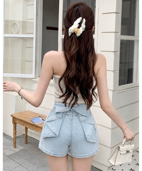 inst.ALL(インストール)の「バックリボンデニムショートパンツ(デニムパンツ・レディース・サックスブルー・L/M/S)」の9枚目の写真