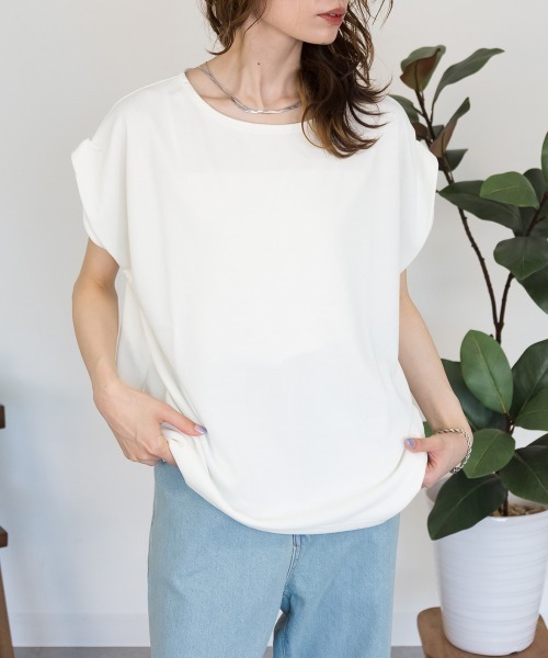 RCD(アールシーディー)の「【汗をかいてもすぐ乾く】速乾フレンチスリーブTシャツ(その他トップス・レディース・ネイビー/アイボリー/ダークブルー・M)」の2枚目の写真