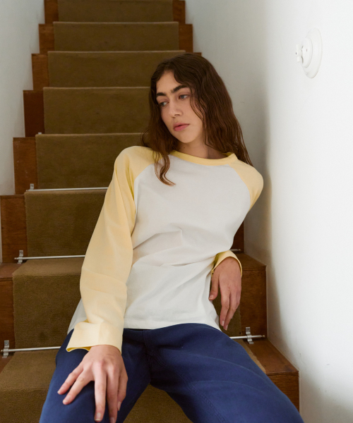 38COMEONCOMMON(38カモンコモン)の「Soft Contrast Raglan Long Sleeve (Lemon)(Tシャツ/カットソー・レディース・その他・FREE)」の3枚目の写真