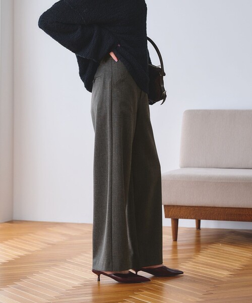 BEAUTY&YOUTH UNITED ARROWS（ビューティーアンドユースユナイテッドアローズ）の「【WEB限定 Wardrobe DAILY MINIMAL】メランジ ステッチワイドパンツ ウォッシャブル（その他パンツ・レディース・モカ/ダークグレー・M/S/XS/L）」の7枚目の写真