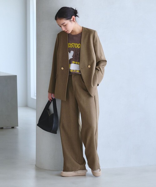 BEAUTY&YOUTH UNITED ARROWS（ビューティーアンドユースユナイテッドアローズ）の「【WEB限定 Wardrobe DAILY MINIMAL】メランジ ステッチワイドパンツ ウォッシャブル（その他パンツ・レディース・モカ/ダークグレー・M/S/XS/L）」の14枚目の写真