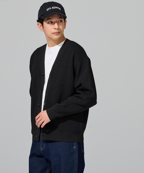 coca（coca）（コカ）の「ポリウーリー畦編みカーディガン（カーディガン/ボレロ・メンズ・チャコール/ブラック・XL/M/L）」の5枚目の写真