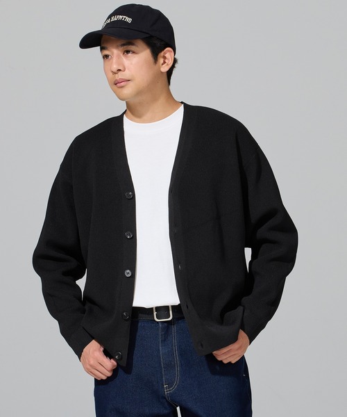 coca（coca）（コカ）の「ポリウーリー畦編みカーディガン（カーディガン/ボレロ・メンズ・チャコール/ブラック・XL/M/L）」の7枚目の写真