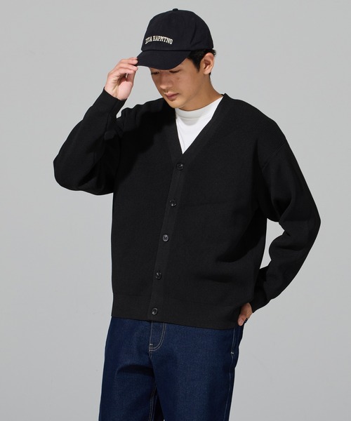 coca（coca）（コカ）の「ポリウーリー畦編みカーディガン（カーディガン/ボレロ・メンズ・チャコール/ブラック・XL/M/L）」の8枚目の写真