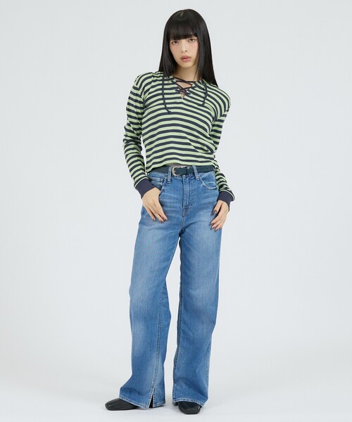 MILLER(ミラー)の「【Robert P Miller | ロバート・ピー・ミラー】ヘンリーネックパーカー/Prib Henley hoodie/ボーダー(Tシャツ/カットソー・レディース・ブルー/グリーン系その他/ブラック系その他/チャコールグレー・フリー)」の10枚目の写真
