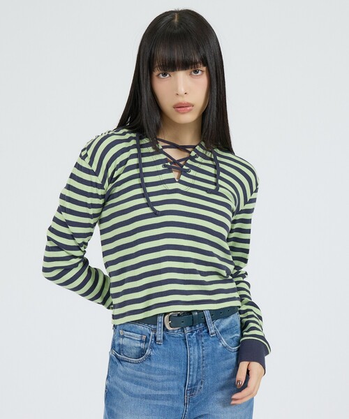 MILLER(ミラー)の「【Robert P Miller | ロバート・ピー・ミラー】ヘンリーネックパーカー/Prib Henley hoodie/ボーダー(Tシャツ/カットソー・レディース・ブルー/グリーン系その他/ブラック系その他/チャコールグレー・フリー)」の13枚目の写真