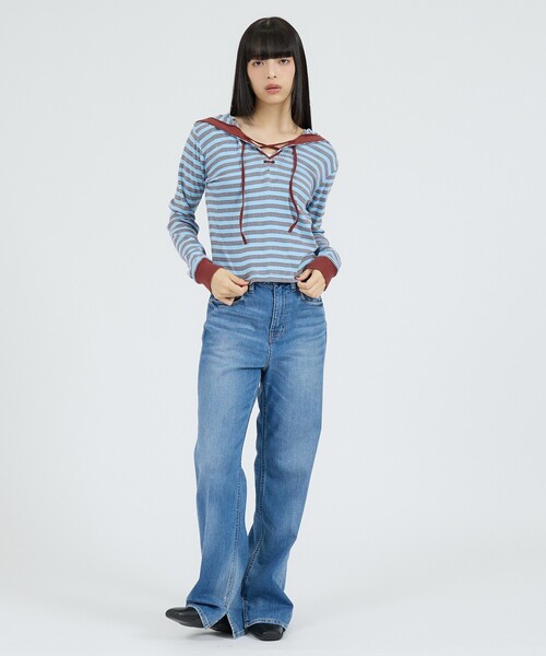 MILLER(ミラー)の「【Robert P Miller | ロバート・ピー・ミラー】ヘンリーネックパーカー/Prib Henley hoodie/ボーダー(Tシャツ/カットソー・レディース・ブルー/グリーン系その他/ブラック系その他/チャコールグレー・フリー)」の17枚目の写真