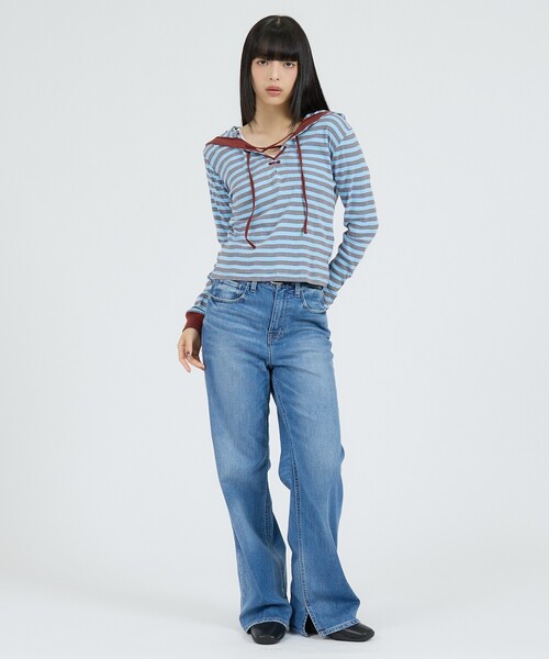 MILLER(ミラー)の「【Robert P Miller | ロバート・ピー・ミラー】ヘンリーネックパーカー/Prib Henley hoodie/ボーダー(Tシャツ/カットソー・レディース・ブルー/グリーン系その他/ブラック系その他/チャコールグレー・フリー)」の18枚目の写真