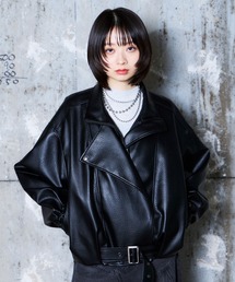 PAGEBOY（ページボーイ）の「フェイクレザーバルーンライダース（ライダースジャケット）」