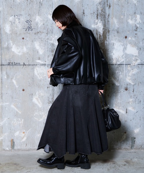 PAGEBOY(ページボーイ)の「フェイクレザーバルーンライダース(ライダースジャケット・レディース・ブラック/ブラック系その他・FREE)」の18枚目の写真