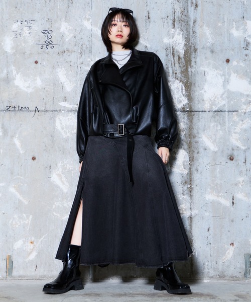 PAGEBOY(ページボーイ)の「フェイクレザーバルーンライダース(ライダースジャケット・レディース・ブラック/ブラック系その他・FREE)」の14枚目の写真