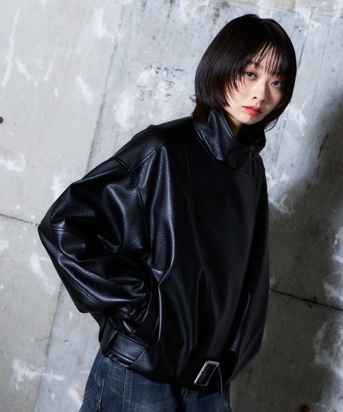 PAGEBOY(ページボーイ)の「フェイクレザーバルーンライダース(ライダースジャケット・レディース・ブラック/ブラック系その他・FREE)」の21枚目の写真