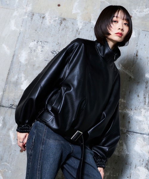 PAGEBOY(ページボーイ)の「フェイクレザーバルーンライダース(ライダースジャケット・レディース・ブラック/ブラック系その他・FREE)」の22枚目の写真
