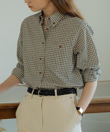 Gingham check soft cotton shirt_Black